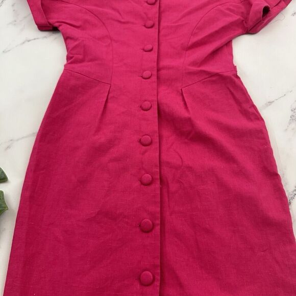 Nancy Johnson Womens Vintage 90s Sheath Dress Size 6 New Pink Linen Embroidered - Picture 8 of 9
